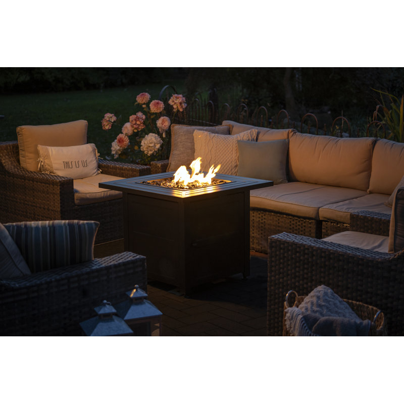 Endless Summer, 30" Square LP Gas Outdoor Fire Pit with Modern Steel ...